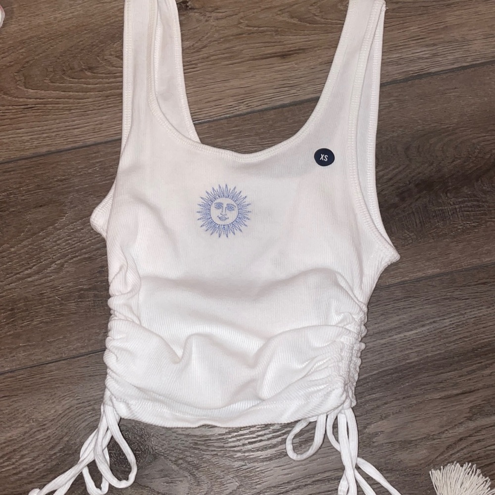 white ribbed scrunch crop tank, hollister, xs, NWT